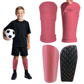 Shin Guards Soccer Kids 2025 Version High-Density Foam Soccer Shin Guard with Sleeves Shin Protective Pads for Youth Toddlers Daily Practice School Competitions Outdoor Play (Dust Pink, S)