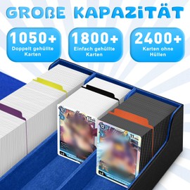 Miyacare Trading Card Storage Boxes for 1800 Cards with 2 Pieces 35PT Magnetic Card Holder, Magnetic Commander Cards Deck Box for TCG MTG YuGiOh and Sports Cards (Black+Blue, 1800+)