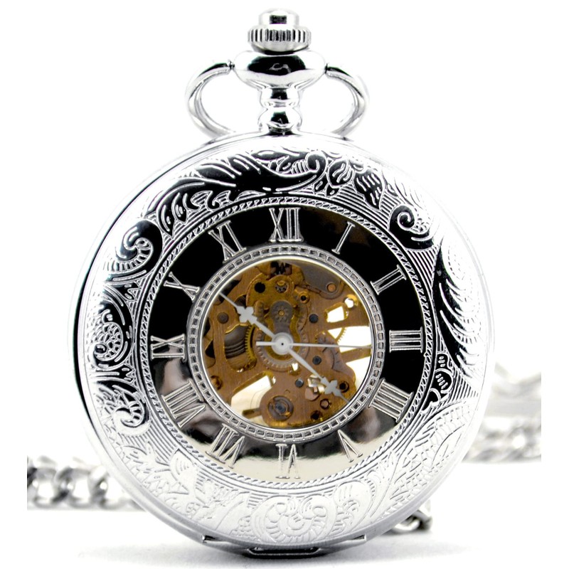 Infinite U Dual Time Display Hollow Skeleton Steel Hand Wind