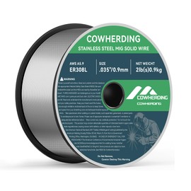 COWHERDING Mig Welding Wire, Flux Core Wire .035" ER308L 2-Pound Gas Solid Carbon Steel Low Splatter Mig Welding Wire Solid Wire for Mild Stee, High Feedability Strong ABS Plastic Spool Welding Wire