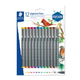 STAEDTLER 30805SBK12 Pigment Liner Pens - Assorted Colours, 0.5 mm (Set of 12)