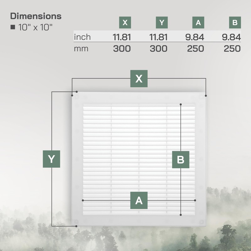 ventilación Systems 10 x 10 pulgadas (dimensiones abiertas) Cubierta de