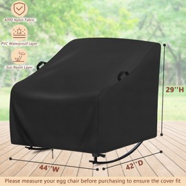 Fizentia Patio Rocking Chair Cover,Waterproof-Cover for Oversized Papasan Chair,Heavy Duty Covers for Indoor Outdoor Large Egg Rocking Chairs,Comfy Recliner Glide-Cover(1-Pc,44x42x29in)
