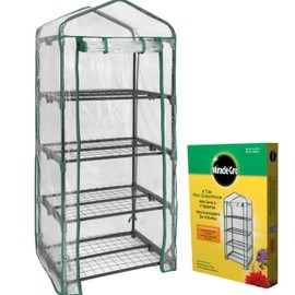 Miracle-GRO 23" x 17" x 57" 4-Tier Indoor/Outdoor Mini Greenhouse Plant Tent, All-Season Compact Plant Growth Accelerator with PVC Cover and Roll-Up Zipper Door, Clear