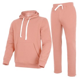 Nothinchan Men's Tracksuit 2 Piece Hoodie Sweat Athletic Sweatsuit Fleece Casual Running Jogging Sport Suit Sets(Peach Yellow,XXL)