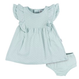 Gerber - Juego de funda de algodón para vestido y pañal, Azul Aqua, 12 meses