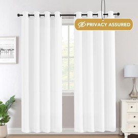 BellaHills Voile Curtains 84 Drop Sheer Curtains for Bedroom Eyelet Top Net Curtains for Windows Light Filtering Semi Sheer Curtains for Living Room 2 Panels, 55 x 84 Inch, White