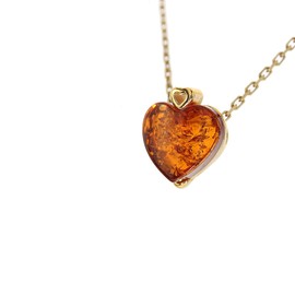 Artisana-Schmuck Amber Pendant in Heart Shape Modern Pendant (without Chain) with Amber Set in 925/000 Sterling Silver Gold-Plated, Gold-plated 925/000 sterling silver Baltic Amber, Amber