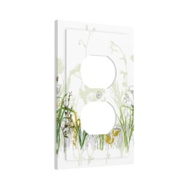 Spring Nature Wild Flower Botany 1 Gang Outlet Covers Duplex Receptacle Wall Plate Decorative Electrical Faceplate Switchplates for Country Bedroom Decoration