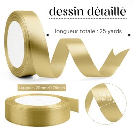 20mm X 23m Gold Ribbon Champagne Gold Ribbons Champagne Ribbon for Christmas Tree Gold Satin Ribbon Thick Christmas Gifts Ribbon Birthday Ribbon Festive Ribbon for Retirement Engagement Decorations