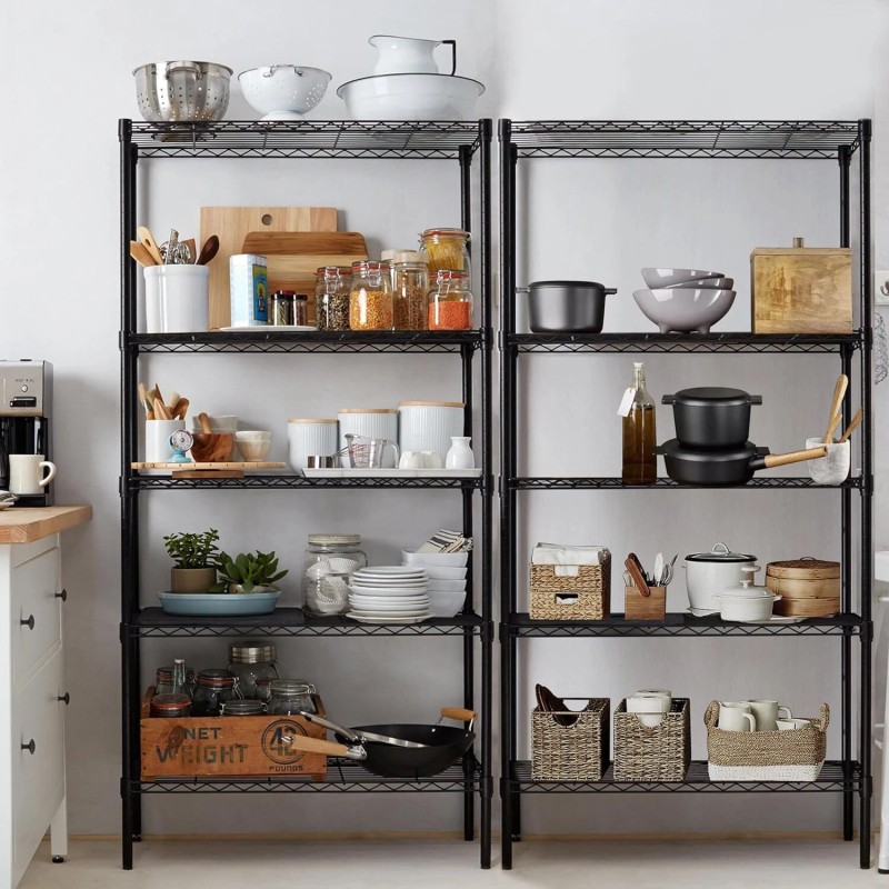5-Tier Storage Shelves Wire Metal Shelving Unit for Garage Kitchen