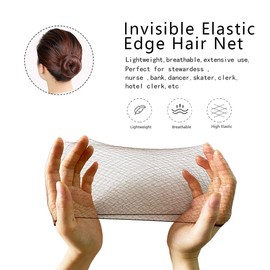 50PCS Hair Nets Invisible Mesh Hair Nets (Coffee) Elastic Bun Hair Nets for Ballet Dancer, Gymnastics, Horseriding,Chef,Nurse