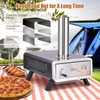 HAPPYGRILL Outdoor Pizza Oven with Rotatable Pizza Stone, Wood Fired