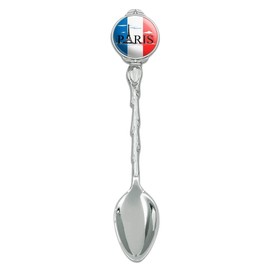 Paris France Eiffel Tower and Flag with Clouds Novelty Collectible Demitasse Tea Coffee Spoon