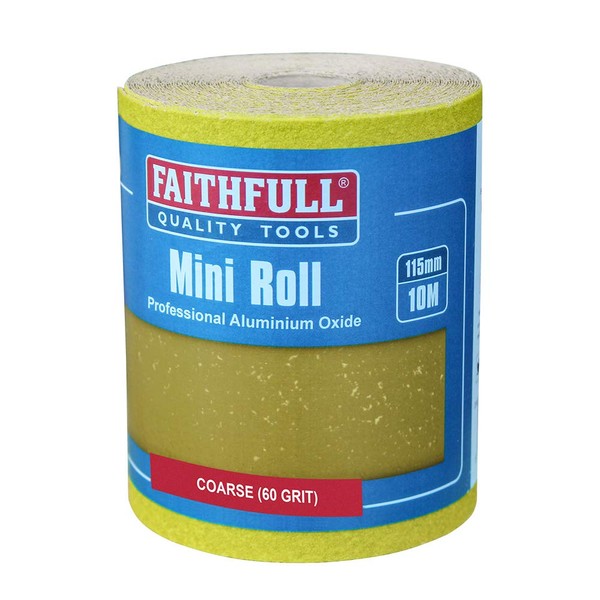 Faithfull 115mm x 10m 60g Aluminium Oxide Paper Roll - Yellow