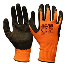 Scan SCAGLOLATOL Hi-Vis Orange Latex Foam Work Gloves. Size: Large (9)