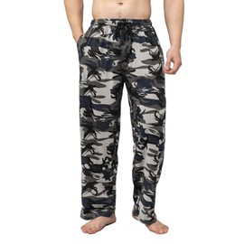 Bintangor Pantalones de pijama para hombre, 100 % algodón, con cintura elástica y cintura larga, azul (Camouflage Blue), Medium
