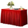 Mantel ajustable de terciopelo rojo para mesas rectangulares, resistente a