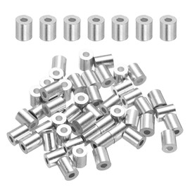sourcing map Aluminum Wire Rope Stop Sleeve 1/16"(1.5mm) Crimping Loop Sleeve Round Cable Ferrule for Wire Rope Cable Line, Pack of 100