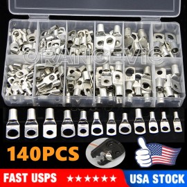Kuzavtye 140X Cable Lugs Eyelets Copper Ring End Electric Wire Connectors Crimp Terminals