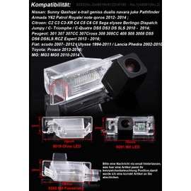 1280 x 720 Pixels Car Reversing Camera Replacement for Citroen C2 C3-XR C4 C5 C-Quatre C-Triomphe Elysee MG3 MG5 Peugeot 301 307 307 Cross 307CC 308 308CC 408 508 3008 Nissan Sunny X-Trail QTrail ashashqai