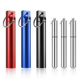 COZERI Pack of 6 Portable Flat Head Toothpick Holder, Aluminium Alloy Waterproof Toothpick Dispenser with Key Ring, Toothpick for On the Go Travel Outdoor Picnic