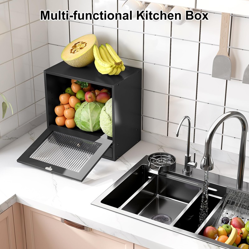 Alpeir Wooden Bread Box for Kitchen Countertop - Solid Wood