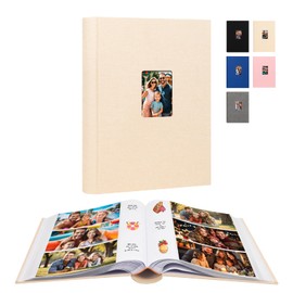 Aevdor 450 Pockets Photo Album 4x6 with Writing Space, Large Capacity Baby Wedding Family Picture Album with Notes, Linen Cover Acid Free Pages Photo Book for Family Wedding Baby Party Pictures,Beige