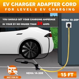 Tellegloww 15ft EV Charger Adapter Cord Compatible with NEMA 10-30P to 14-50R, 30 Amp Dryer to 50 Amp EV for Level 2 Charging, Only for 3 Prong Old Dryer Outlet, STW 10 AWG with Handle, ETL Listed