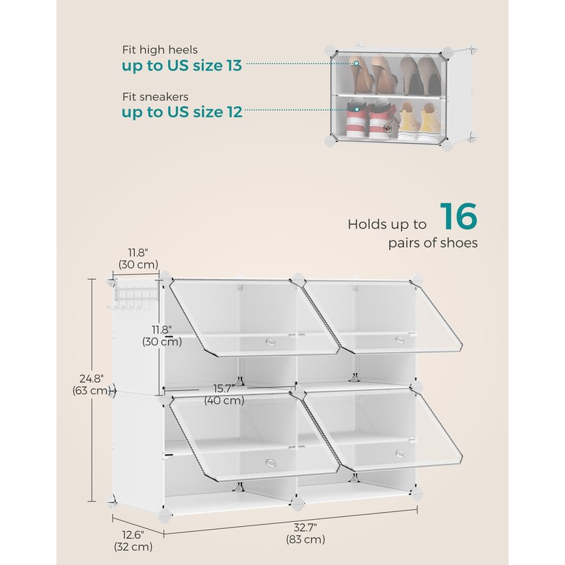 SONGMICS Shoe Rack Organizer, 8-Tier Shoe Storage Cabinet for Closet