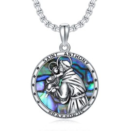 Shusukue Saint Michael / George / Christopher / Joseph Pendant Chain 925 Sterling Silver Michael Archangel Medal Necklace Religious Amulet Necklace for Women and Men Gifts for Boys Women, Sterling