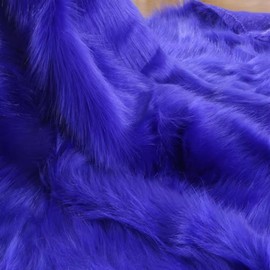 FABRICS-CITY Flokati Teddy Fur Fabric Carnival Clothing Craft Requests Photo Shooting Decoration (Royal Blue, 100 x 150 cm)