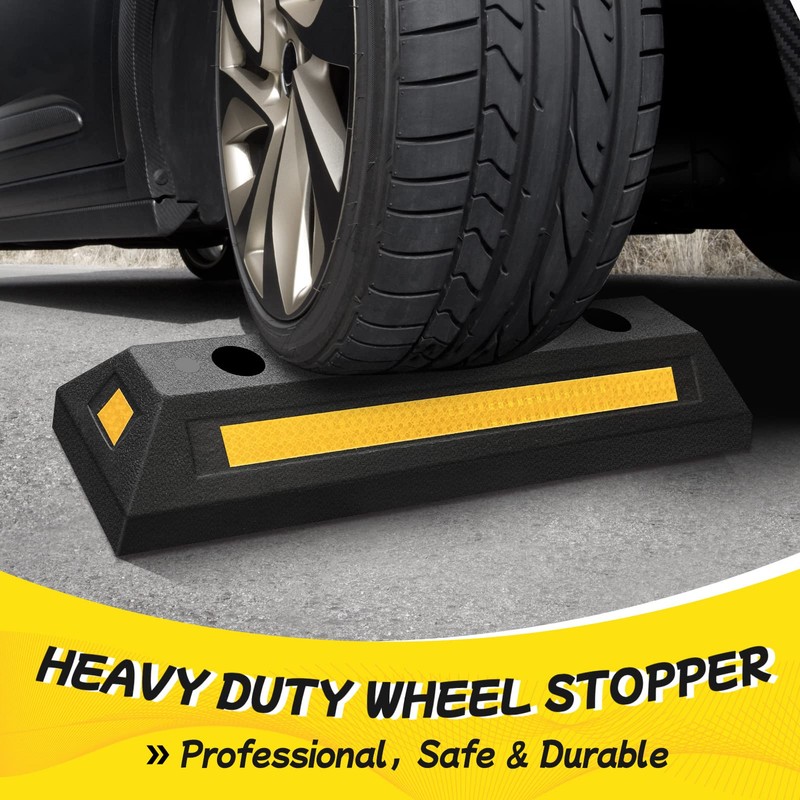 Car Parking Stopper – 2PCs Heavy Duty Rubber Curb Car