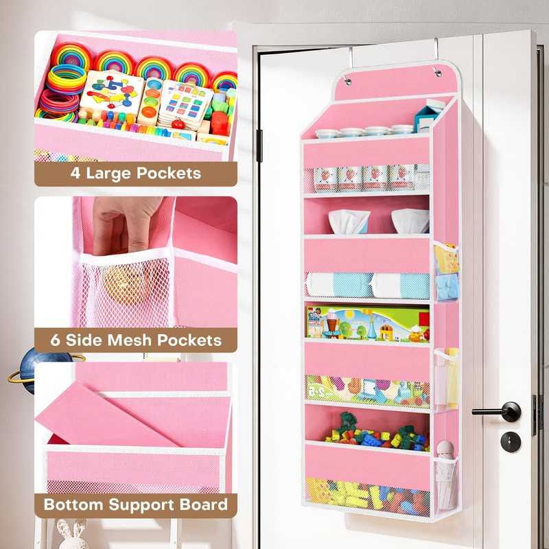 Over the Door Organizer, 4 Large Pocket Hanging Storage with