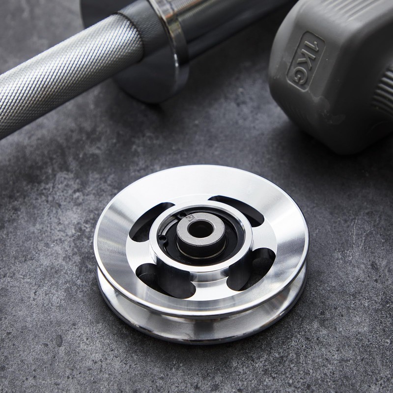 2-14 Pcs Aluminum Cable Pulley Wheel 90/95mm,90 mm,Sliver,2 Pcs