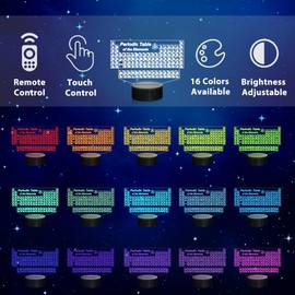 Ammonite Periodic Table of Elements Night Light, Tabla Periodica 3D lamp 16 Color Changing with Remote Control and Timer, School Supplies and Classroom Kids Room Decor, Chemistry Gifts for Students