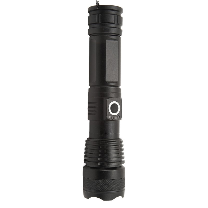 Strong Light Flashlight Aluminum Alloy USB Rechargeable Telescopic Zoom White