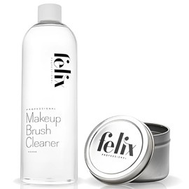 Felix Professional Liquid Makeup Brush Cleaner Solution + Tin starter kit | Rinsless, Quick Drying, Hydrating, Fragrance Free | for Natural and Synthetic Make-up Brushes (8 Fl oz)