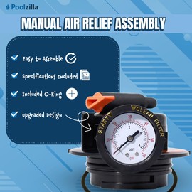 Poolzilla Manual Air Relief Assembly, Compatible with DEX2420MAR2, Pro-Grid De Filters, SwimClear and Swim Clear Cartridge Filters, Air Relief Valve Replacement for DE and Cartridge Pool Filters