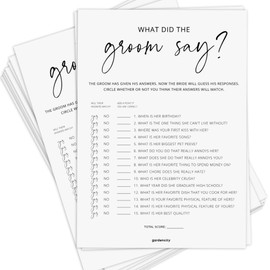 Bridal Shower Games, What Did the Groom Say Bridal Shower Game for 50 Guests - Minimalist