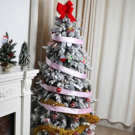 VEYLIN Pink Satin Ribbon 63mm, 9m(10 Yards) Double Sided Solid Colors Velvet Ribbon for Christmas Tree Decoration DIY Craft