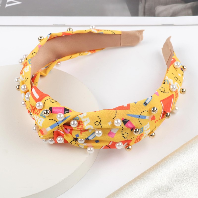 Totelux Back to School Headband for Teacher knot Pearl Hair