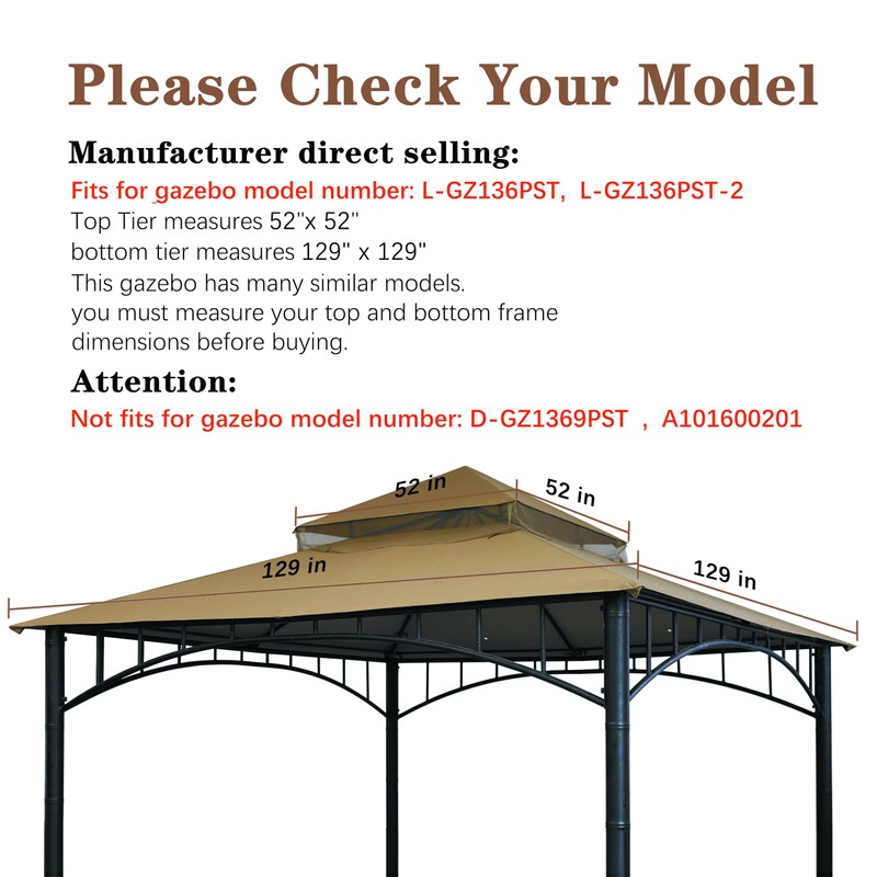 SCOCANOPY Replacement roof Compatible with Target Madaga Gazebo Model L-GZ136PST,(New