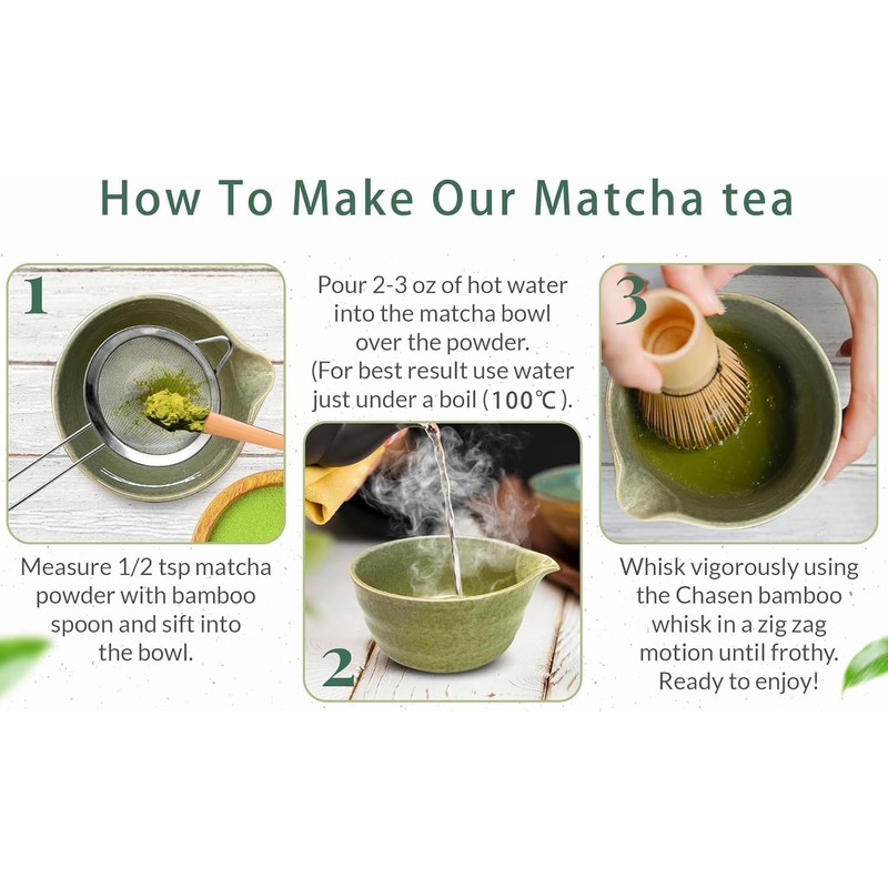 6pcs Matcha Kit Set,Matcha Set Includes Bowl with Spout and