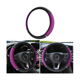Bling Steering Wheel Cover, Universal 15 Inch Soft PU Leather with Colorful Rhinestones, Crystal Diamond Elastic Steering Wheel Protector, Sparkly Auto Accessories for Women Girl (Purple1)