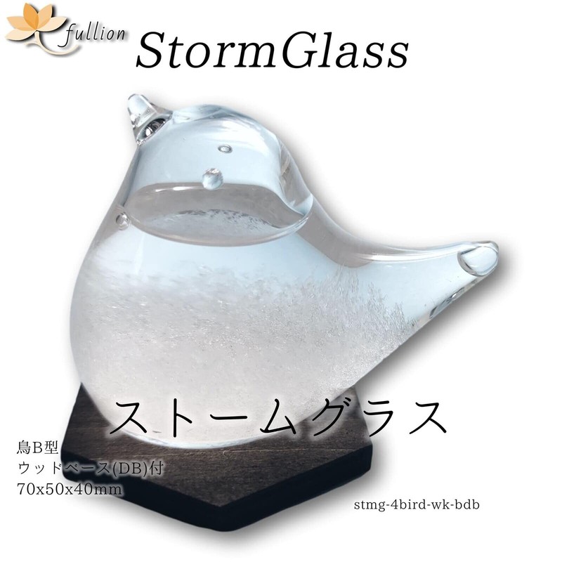 fullion Storm Glass Bird Bird with Wood Base