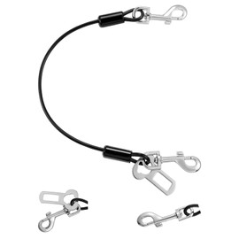 VavoPaw Dog Seat Belt for Car, 24" Chew-Proof Coated Wire Dog Car Leash Seat Belt, Dog Leash with Buckles and Latch, Safety Harness for Small, Medium, Large Dog or Cat, Travel, Black, 1 Pack