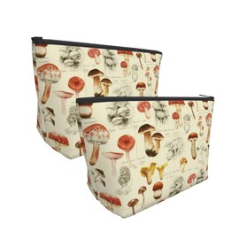moremohome 1 mushroom makeup bag,mushroom gifts,cottage core gifts,Makeup Bag Organizer,Large Capacity Travel Cosmetic Bag,Toiletry Bag,Canvas Makeup Bag, 1, One Size, Cottage