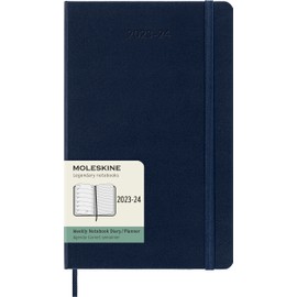Moleskine Weekly Planner 2023-2024, 18-Month Agenda, Weekly Diary with Hard Cover, Large Size 13 x 21 cm , Colour Sapphire Blue