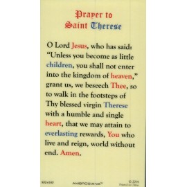 +HC+-*Prayer to Saint Therese" /Become as Children{Holy Card/Laminated